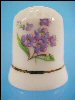 Fine Bone China Sewing THIMBLE Purple Wildflowers / 24K Gold Band