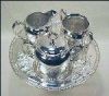 JAMES W. TUFTS Quadruple Silverplate Tea Set & Tray #1939 