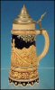 Vintage Stoneware German Beer Stein MUSICAL #2105 Pewter Lid A1759