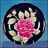 LEFTON China Floral Saucer Black / Rose - Occupied Japan