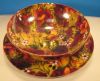 Vintage HUGE Round PARTY BOWL & SERVING TRAY Brilliant Retro Floral 