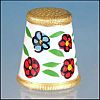 Vintage Hand-painted Floral ENAMEL & GOLD Thimble