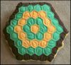 Vintage HEXAGON QUILT Pillow GRANDMOTHER'S FLOWER GARDEN Hand-Pieced