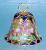 Vintage CLOISONNE ENAMEL Gold / Blue Floral Bell A2101