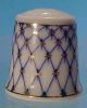 Vintage RUSSIAN Porcelain Thimble St. Petersburg Collection Cobalt Blue & Gold Lattice Net A2242