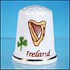 Vintage IRELAND Souvenir Thimble LIFFEY ARTEFACTS - Harp & Shamrock