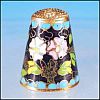 Vintage FLORAL CLOISONNE ENAMEL Collectible Sewing Thimble White & Lilac