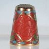 Unique Carved Flower ENAMEL CLOISONNE Collectible Sewing Thimble A2704