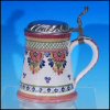 Vintage German Dutch Pottery Ladies Tulip Floral BEER STEIN Pink, Blue, Green & Gold$125.00