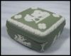 Vintage Lidded Wedgwood Jasperware Sage Green Trinket Jewelry Dresser Box Ulysses Staying the Chariot of Victory 