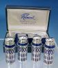 RAIMOND SILVERSMITHS Silver Plate Salt & Pepper Shaker Sets Cobalt Blue Glass Inserts