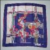 A2626-Vintage MONIKA ERNST 100% Silk Scarf Geometric and Floral Design 30" x 30"