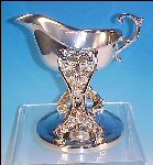 Vintage Silverplate GRAVY BOAT SAUCE BOAT on Ornate Stand SHERIDAN SILVER