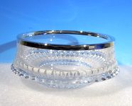 Vintage GORHAM CRYSTAL 7" Round Bowl with Silverplate Rim LYRIC