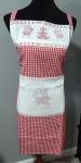 Vintage BURTON + BURTON 100% Cotton Full Apron Gingham Cross Stitch Christmas Theme