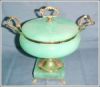 Vintage Alabaster Compote Jade Green Pedestal Claw Foot ITALY